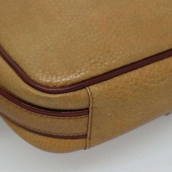 CARTIER Shoulder Bag Leather Yellow Red Auth yk17030